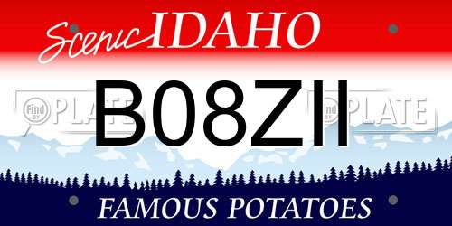 B08ZII Idaho License Plate