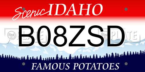 B08ZSD Idaho License Plate