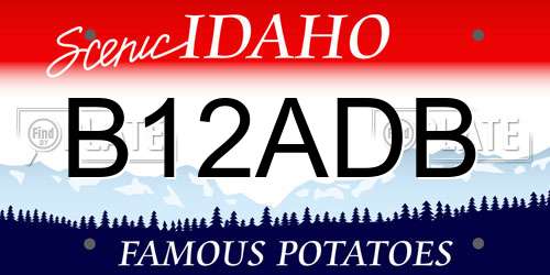 B12ADB Idaho License Plate