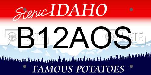 B12AOS Idaho License Plate