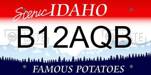 B12AQB Idaho License Plate