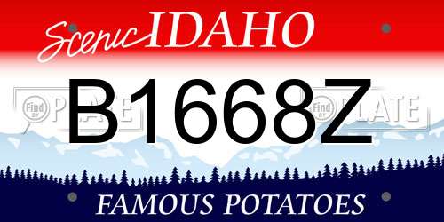 B1668Z Idaho License Plate