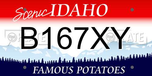 B167XY Idaho License Plate
