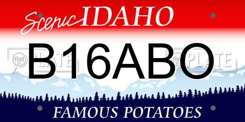B16ABO Idaho License Plate