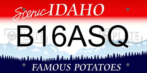 B16ASQ Idaho License Plate