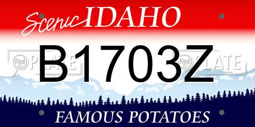 B1703Z Idaho License Plate