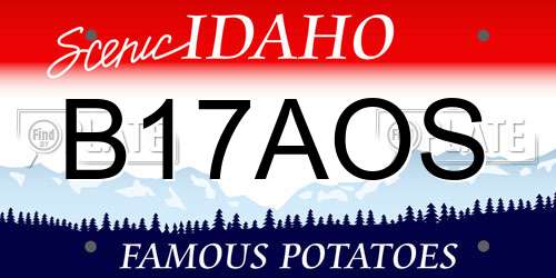 B17AOS Idaho License Plate