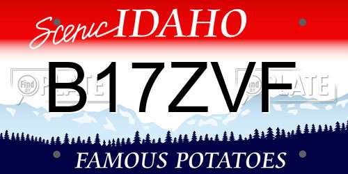 B17ZVF Idaho License Plate