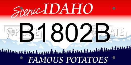 B1802B Idaho License Plate