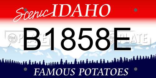 B1858E Idaho License Plate