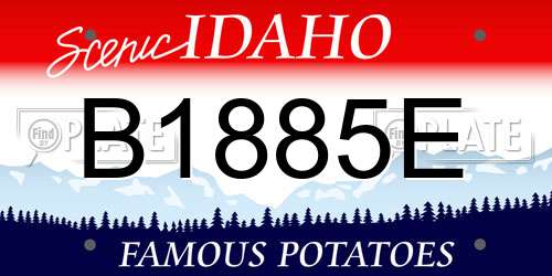 B1885E Idaho License Plate