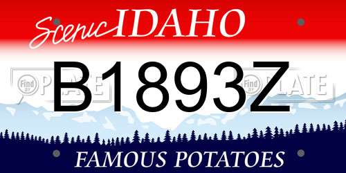 B1893Z Idaho License Plate