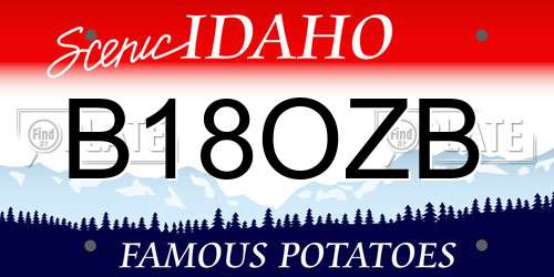 B18OZB Idaho License Plate