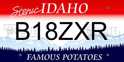B18ZXR Idaho License Plate