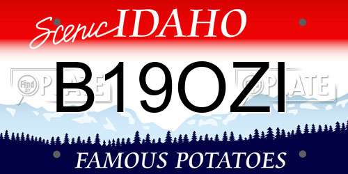 B19OZI Idaho License Plate
