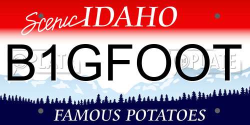 B1GFOOT Idaho License Plate