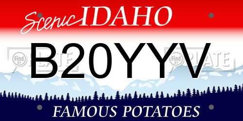 B20YYV Idaho License Plate