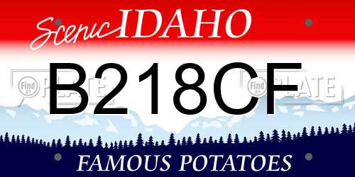 B218CF Idaho License Plate