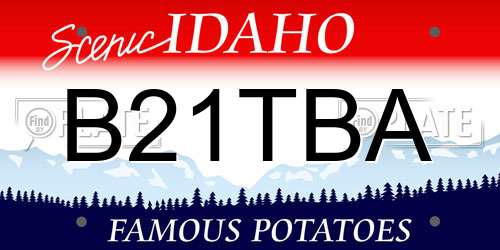 B21TBA Idaho License Plate