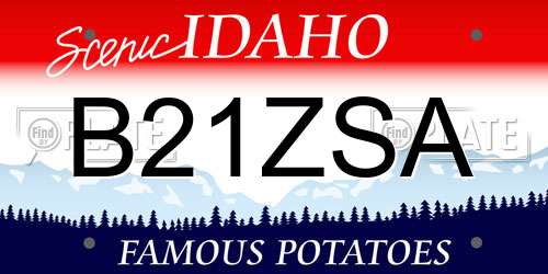 B21ZSA Idaho License Plate