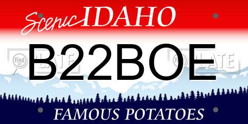 B22BOE Idaho License Plate