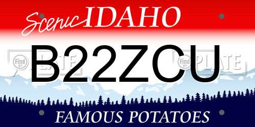 B22ZCU Idaho License Plate