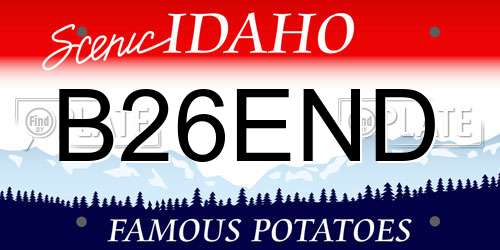 B26END Idaho License Plate