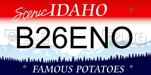 B26ENO Idaho License Plate