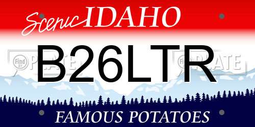 B26LTR Idaho License Plate