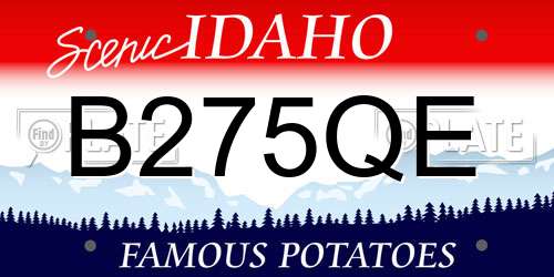 B275QE Idaho License Plate