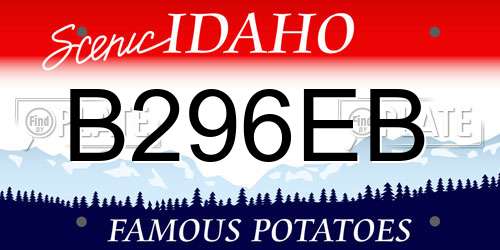 B296EB Idaho License Plate