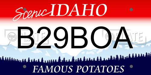 B29BOA Idaho License Plate