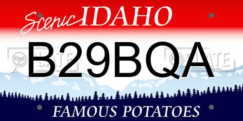 B29BQA Idaho License Plate