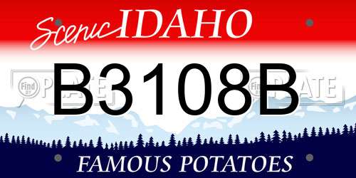B3108B Idaho License Plate