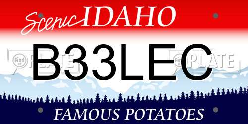 B33LEC Idaho License Plate
