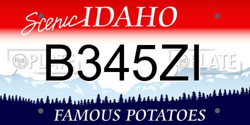 B345ZI Idaho License Plate