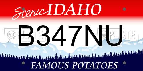 B347NU Idaho License Plate