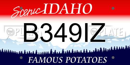 B349IZ Idaho License Plate