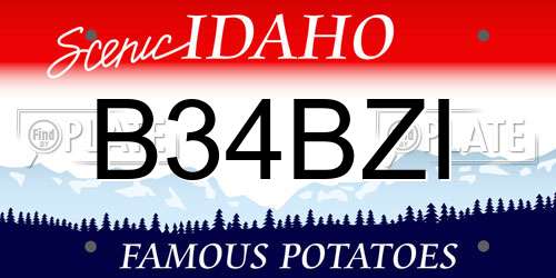 B34BZI Idaho License Plate