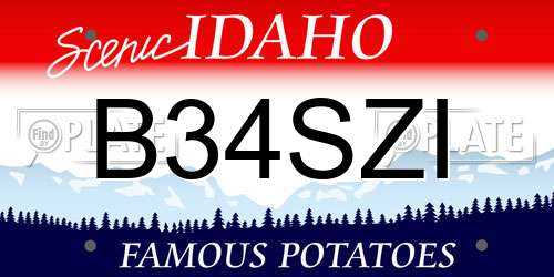 B34SZI Idaho License Plate
