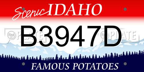 B3947D Idaho License Plate