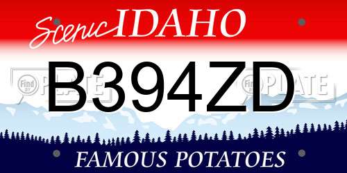 B394ZD Idaho License Plate