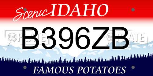 B396ZB Idaho License Plate