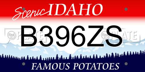 B396ZS Idaho License Plate