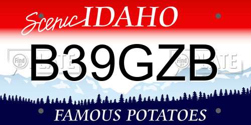 B39GZB Idaho License Plate