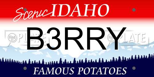 B3RRY Idaho License Plate