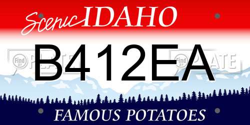 B412EA Idaho License Plate