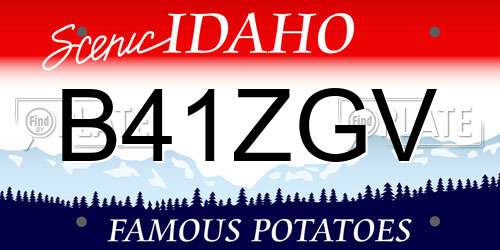 B41ZGV Idaho License Plate
