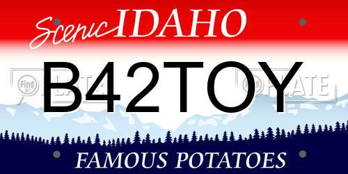 B42TOY Idaho License Plate
