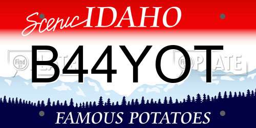 B44YOT Idaho License Plate